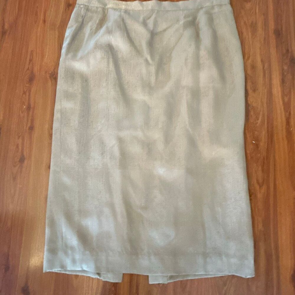 Vintage 100% silk TAUPE lined straight skirt size 16